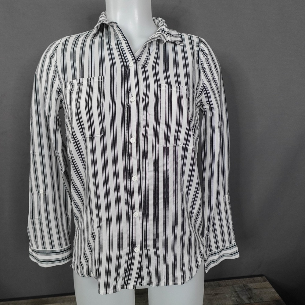 Divided Womens Top 2 Black Striped Preppy Career Casual Flowy Capsule Everyday